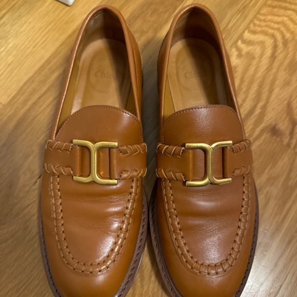 Chloe Brown Leather Loafers - Picture 2 of 4